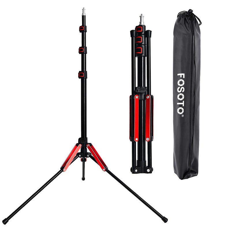 FOSOTO Photography 75" Light Stand Super Lightweight Aluminum Alloy Tripod Light Stand Reverse Legs for Ring Lights Relfectors Softboxes Umbrellas Backgrounds Video Studio with Carry Bag - Image 1